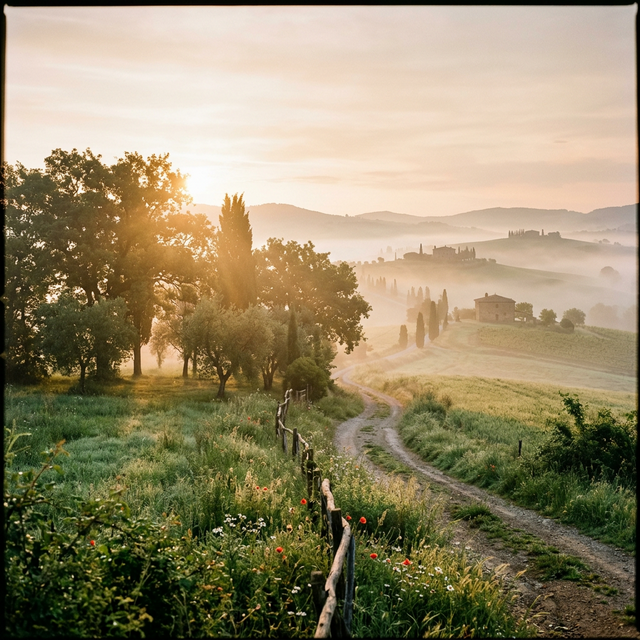 Luce del mattino che filtra tra gli alberi nell'area di Coclea
