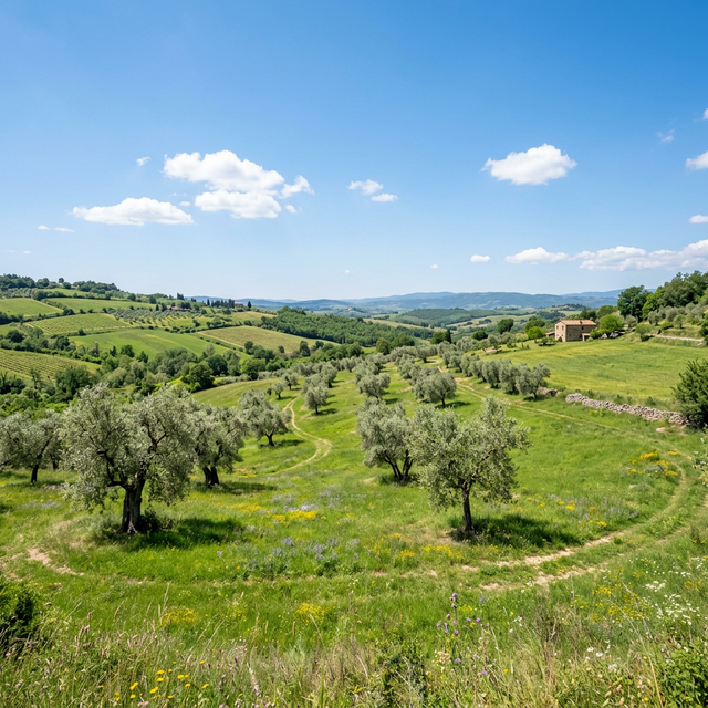 Sole pieno di mezzogiorno sulla distesa verde