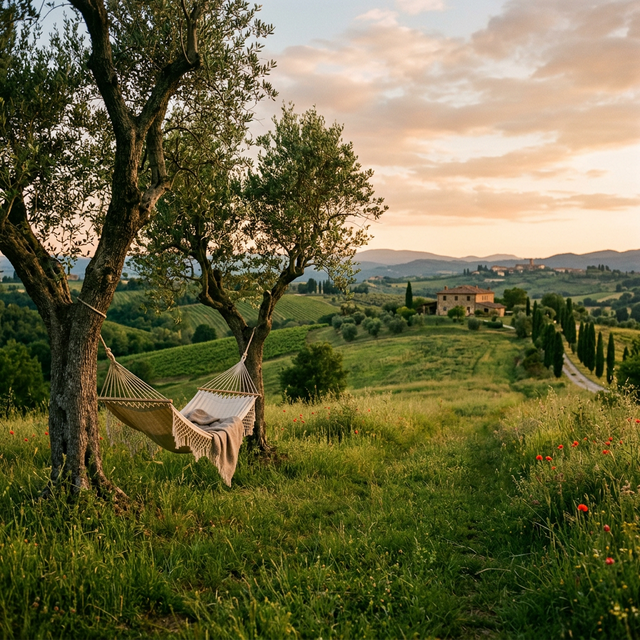 Paesaggio verde di Coclea con luce soffusa e atmosfera di pace